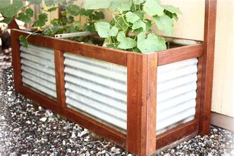 homemade corrugated metal planter